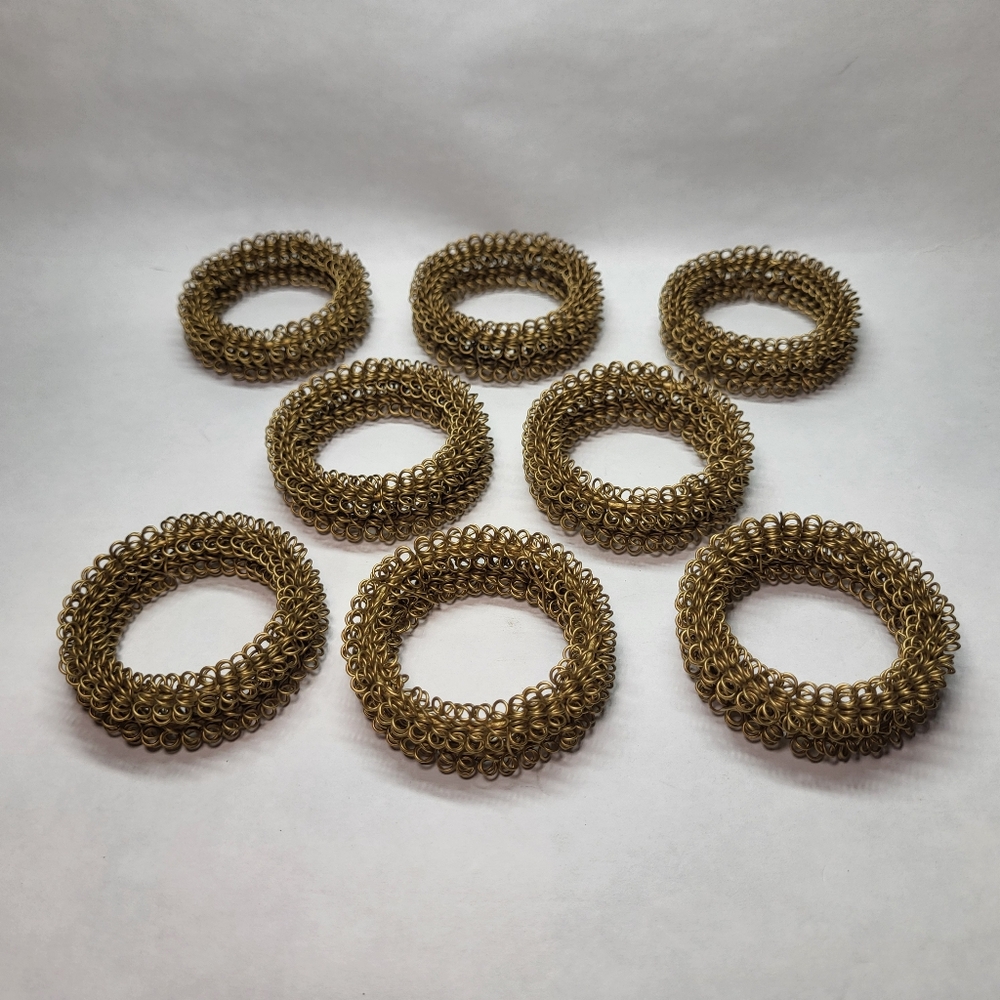 Trendex Atwood Wire NAPKIN RINGS Set of 8 Bronze Tone Mesh Metal